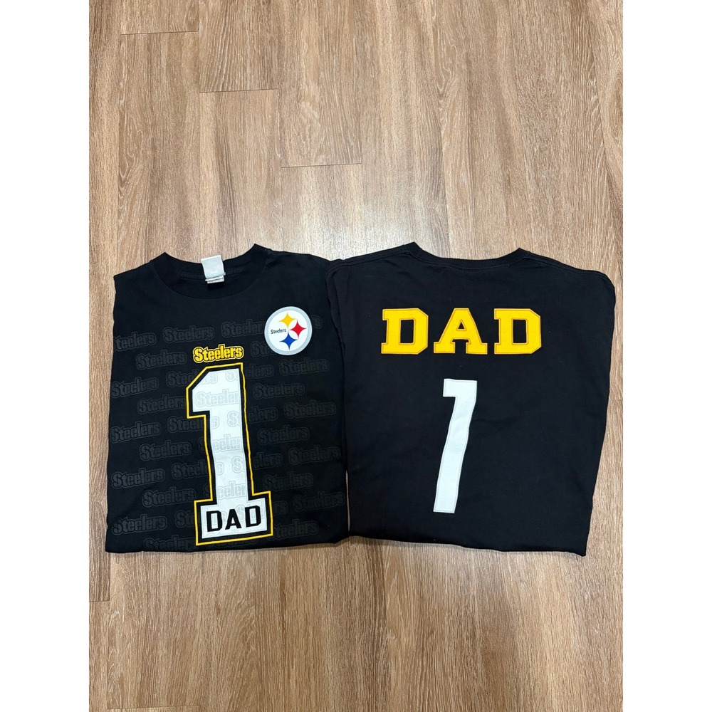 NFL Team Apparel Pittsburgh Steelers T-Shirt Bundle Black Mens 2XL and XL Dad 1